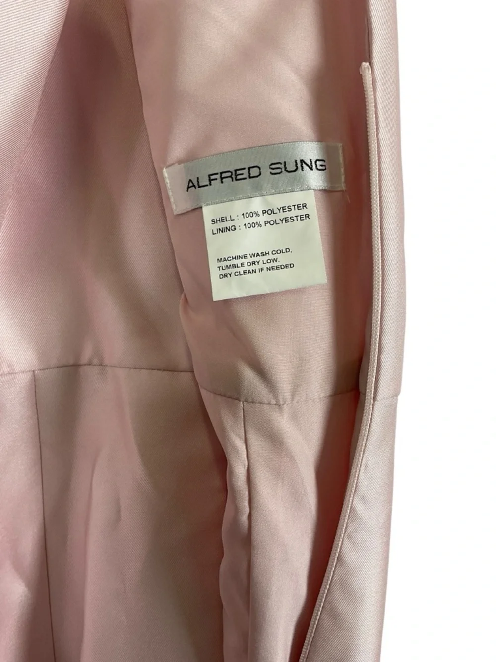 ALFRED SUNG Ballet Pink Satin Jewel-Neck Halter A-Line Maxi Dress - Picture 6 of 7